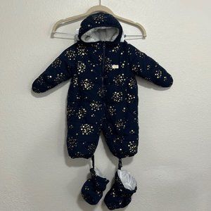 navy and gold stars snow suit size 6/9 months
